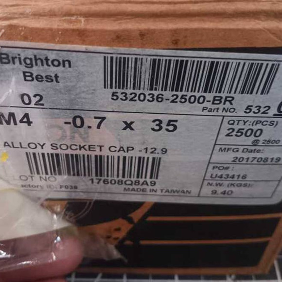 Brighton Best Bulk Lot 50, M4 0.7 x 35mm Alloy Socket Cap 12.9 Part #532034 - Picture 2 of 3